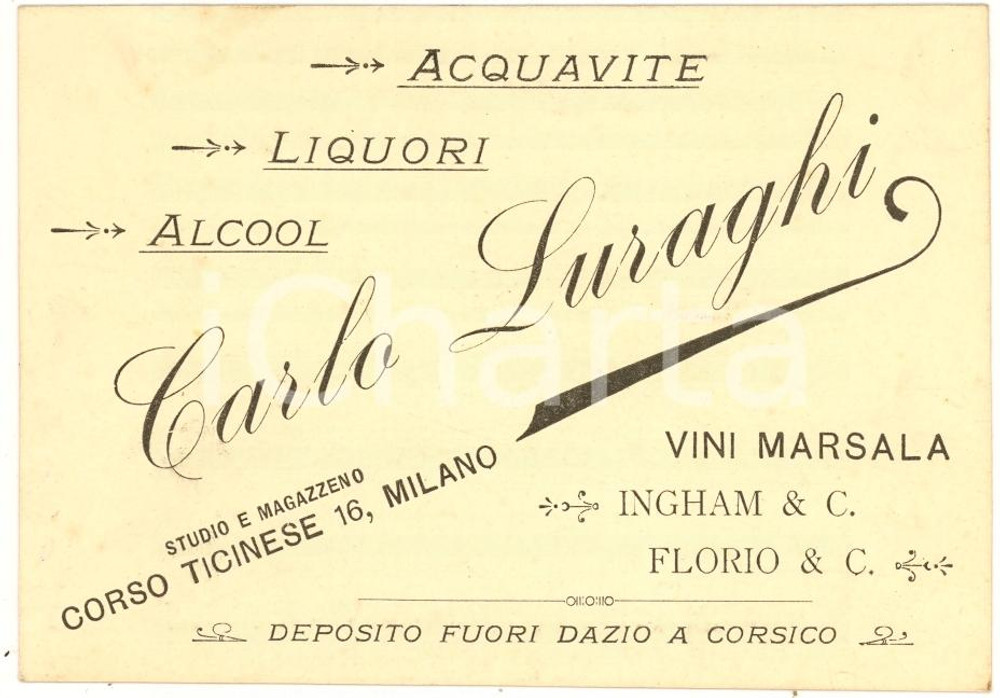 Oggetto da collezione cartaceo 1930 ca MILANO Distilleria Carlo LURAGHI biglietto 1