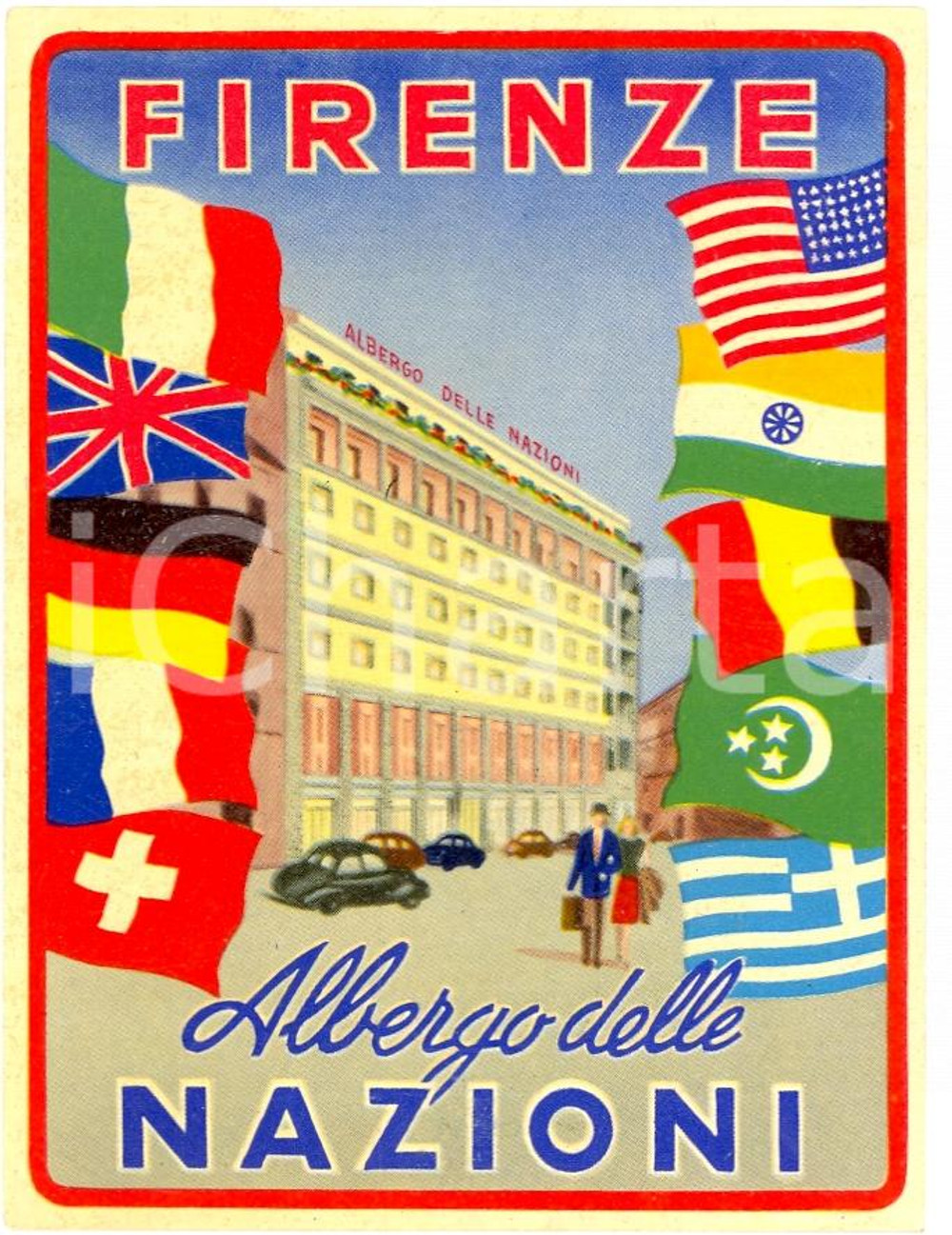 Materiale pubblicitario d’epoca 1940 FIRENZE Albergo Hotel delle Nazioni - etichetta 1