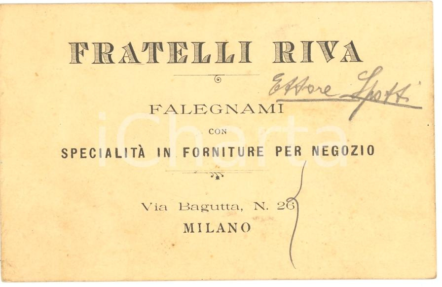 Oggetto da collezione cartaceo 1930 ca MILANO via Bagutta 26 Falegnameria Fratelli RIVA biglietto 1