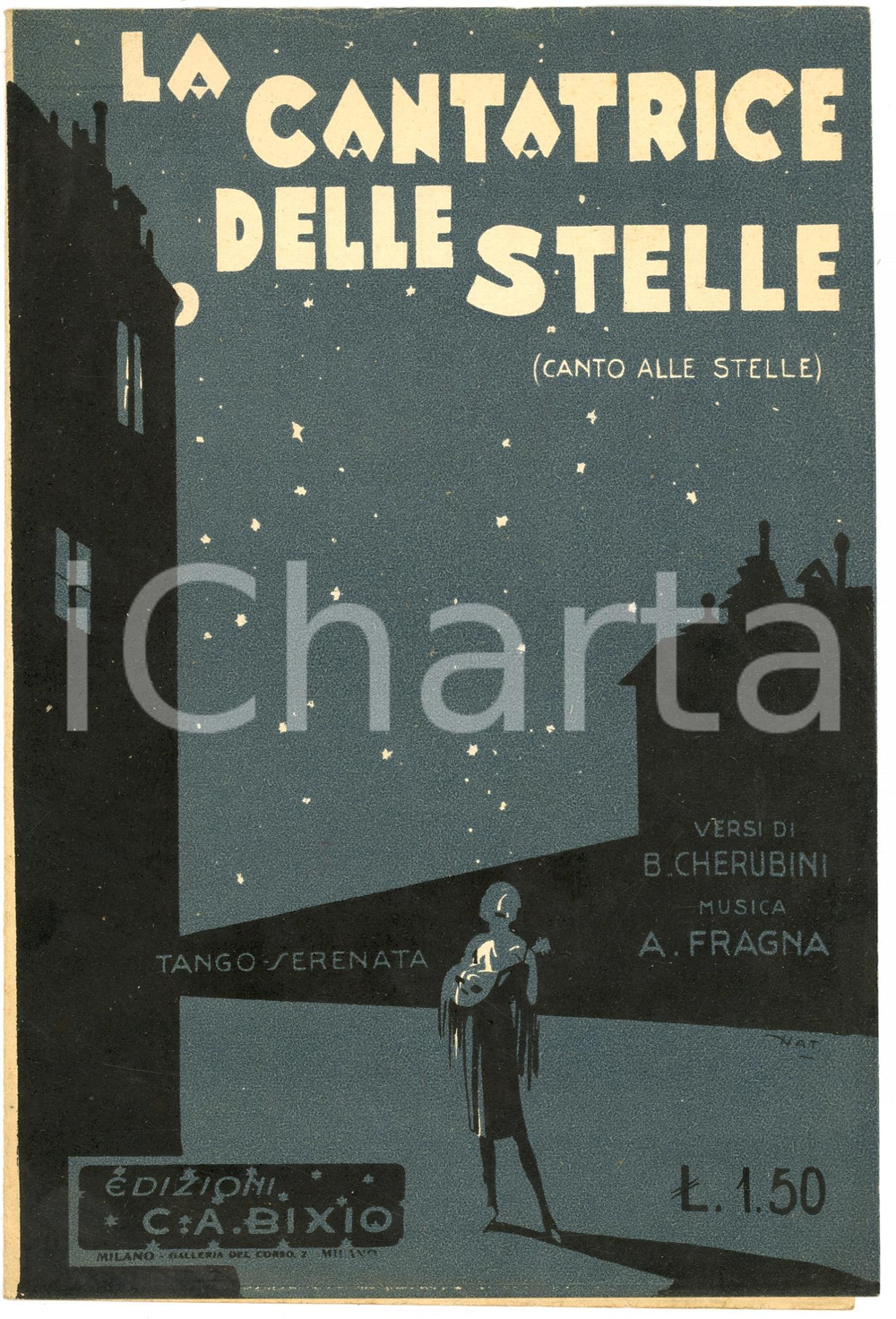Oggetto da collezione cartaceo 1928 LA CANTATRICE DELLE STELLE ill. NAT spartito 1