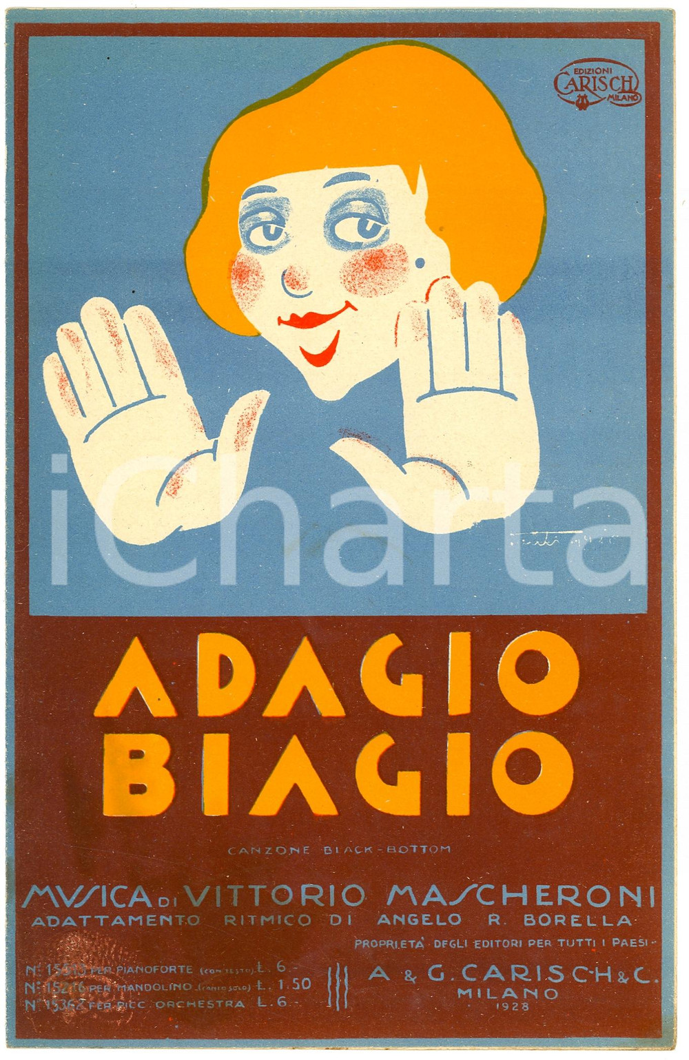 Oggetto da collezione cartaceo 1928 ADAGIO BIAGIO Canzone black-bottom ill. BONFANTI 1
