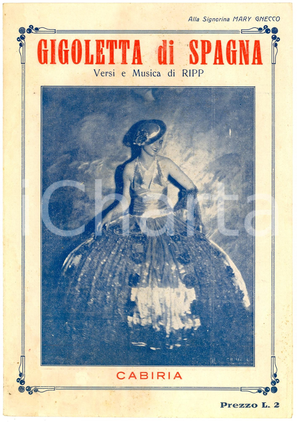 Oggetto da collezione cartaceo 1930 Le Canzoni di RIPP - GIGOLETTA DI SPAGNA - Cabiria 1
