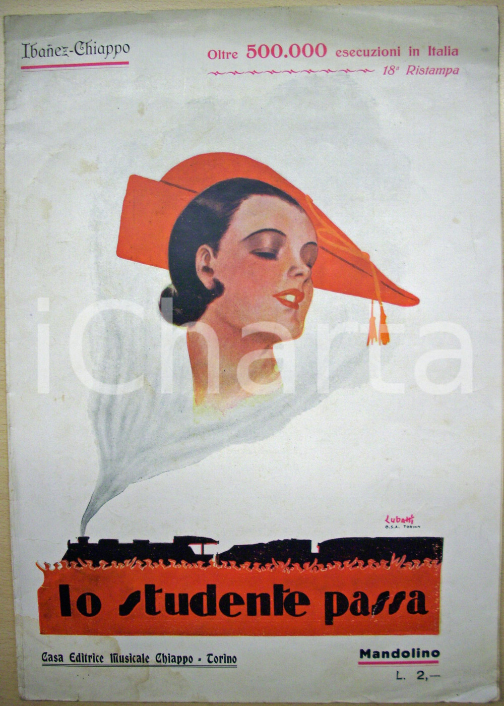 Oggetto da collezione cartaceo 1929 IBANEZCHIAPPO Lo studente passa  Spartito per mandolino 1