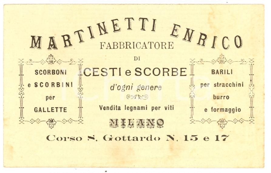Oggetto da collezione cartaceo 1920 circa MILANO Enrico MARTINETTI Fabbricatore scorbe 1