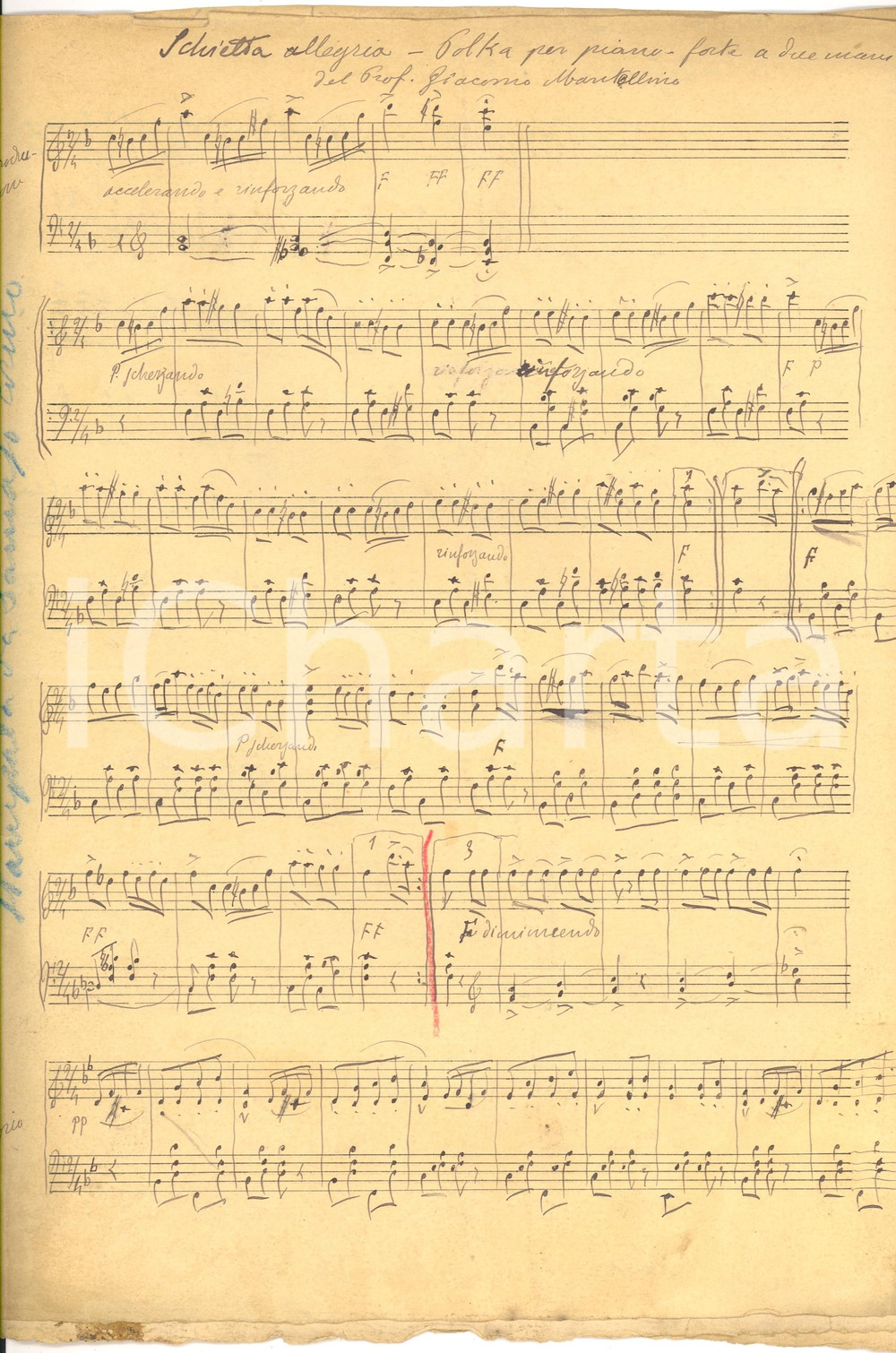 Oggetto da collezione cartaceo 1880 G. MANTELLINO Schietta allegria POLKA pianoforte 1