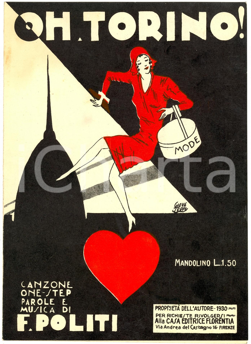 Oggetto da collezione cartaceo 1930 OH TORINO! Francesco POLITI ill.  GIOVE TOPPI 1