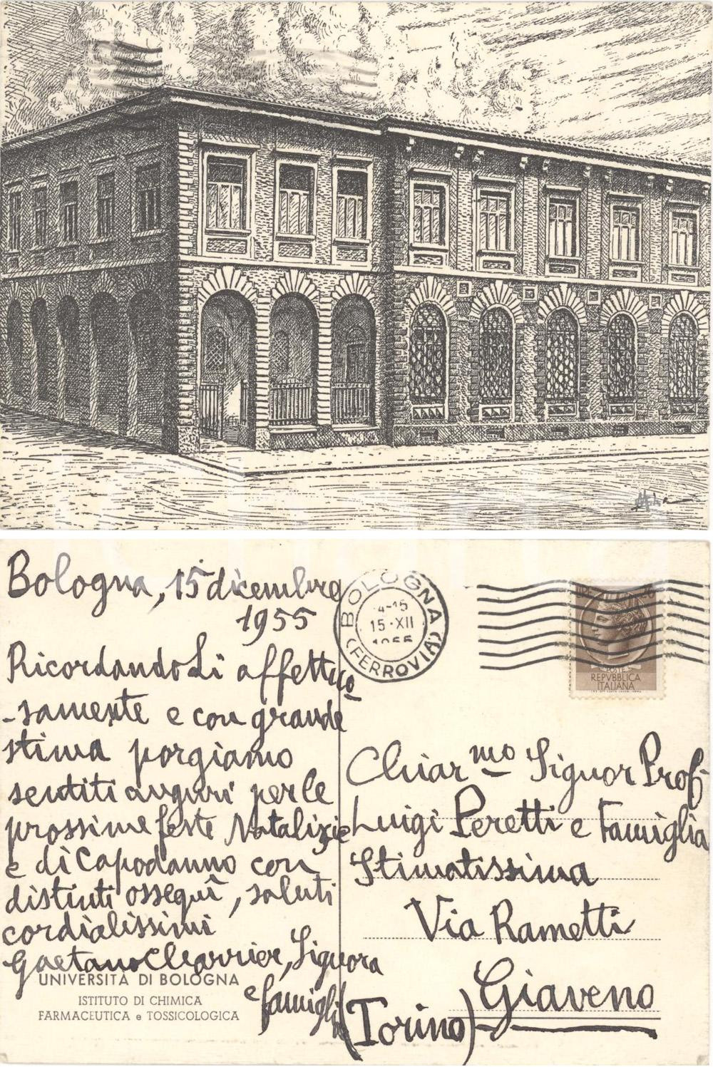 Autografo originale 1955 BOLOGNA Autografo chimico Gaetano CHARRIER 1