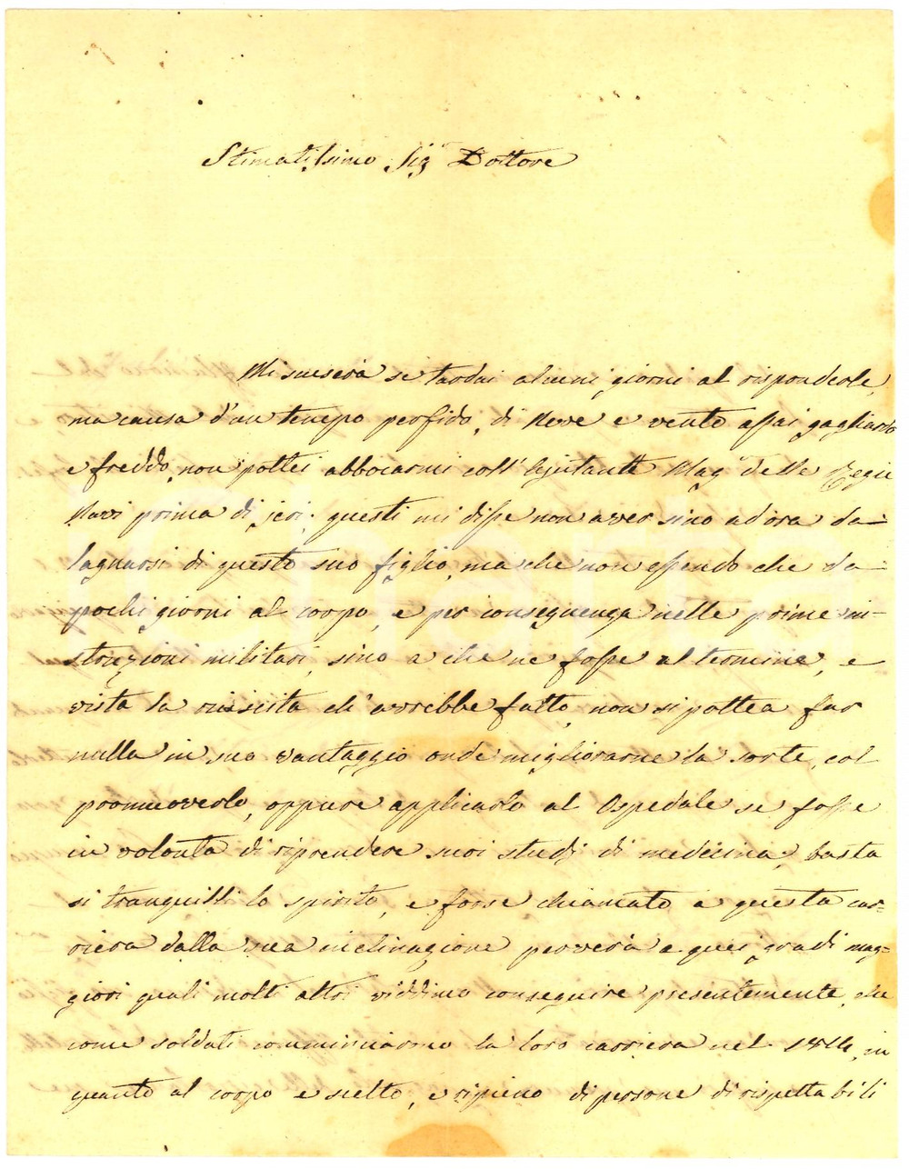 Manoscritto, lettera originale 1838 GENOVA Edmondo ROBERTI pro Giacomo DELPONTE Autog. 1