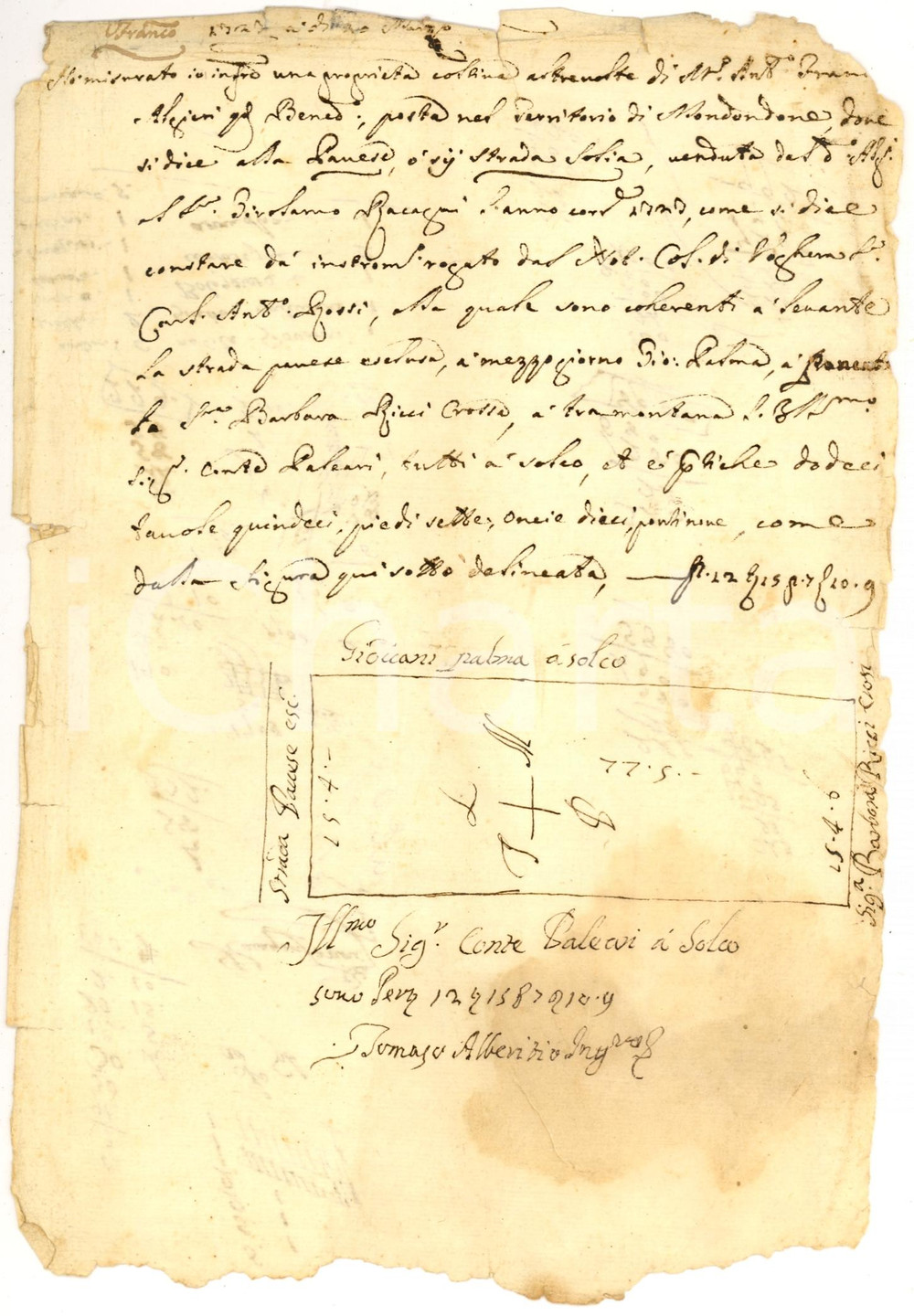 Documento originale, autentico 1777 MONDONDONE (PV) Perizia su podere ALLA PAVESE 1