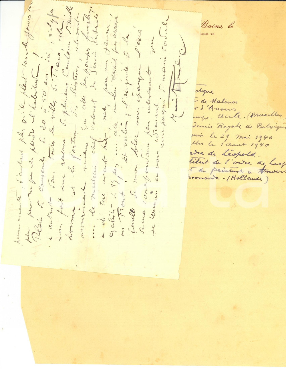 Autografo originale 1939 PARIGI Maurice ROMBERG frequenta circolo militare 1