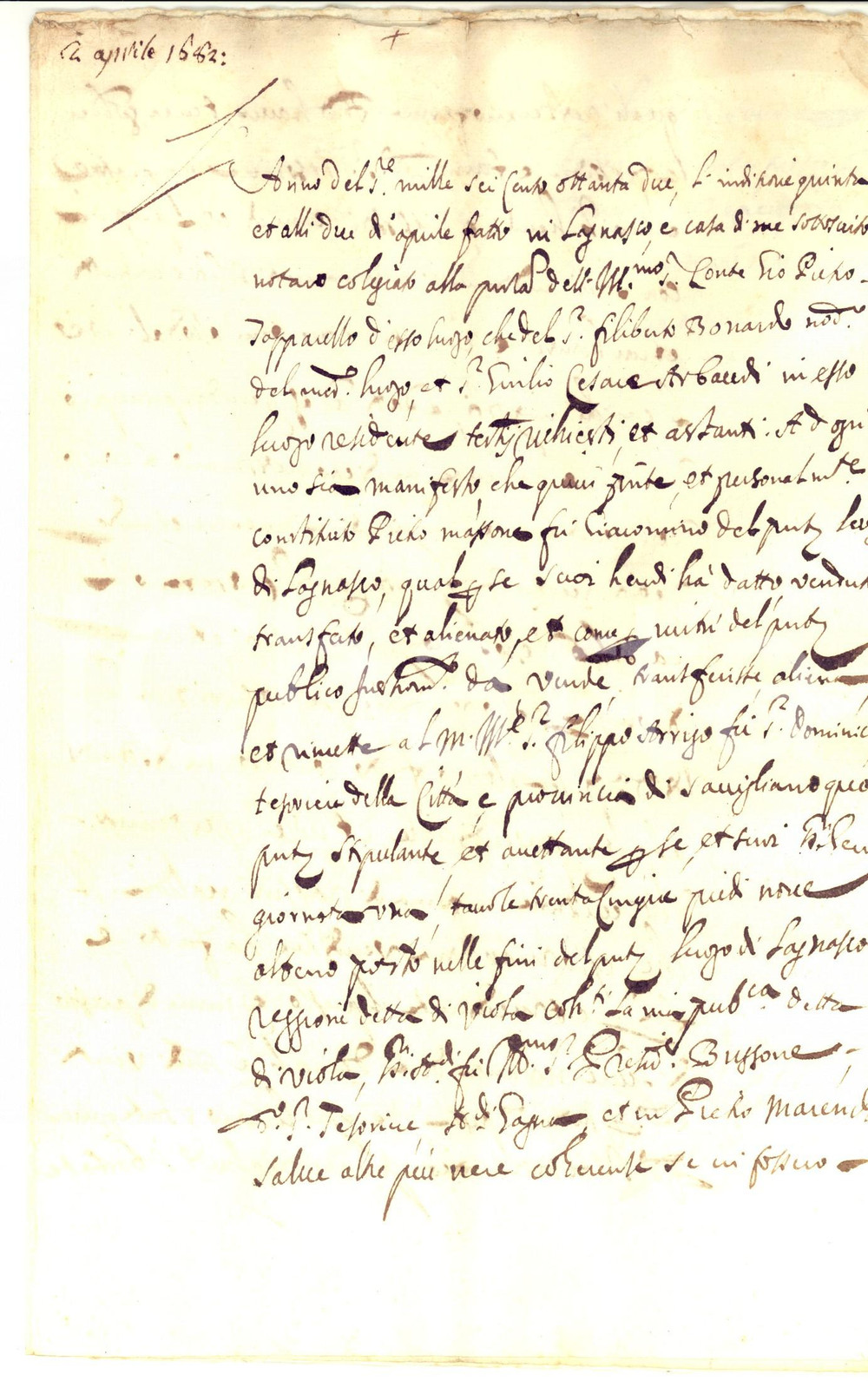 Documento originale, autentico 1682 LAGNASCO (CN) Pietro MASSONE vende una terra a Filippo ARRIGO *Manoscritto 1