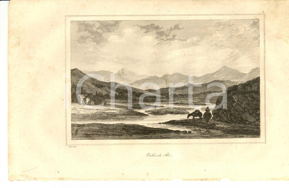Stampa, bozzetto originale 1840 AMERIQUE DU SUD CHILI Vallon du RIO Gravure 1
