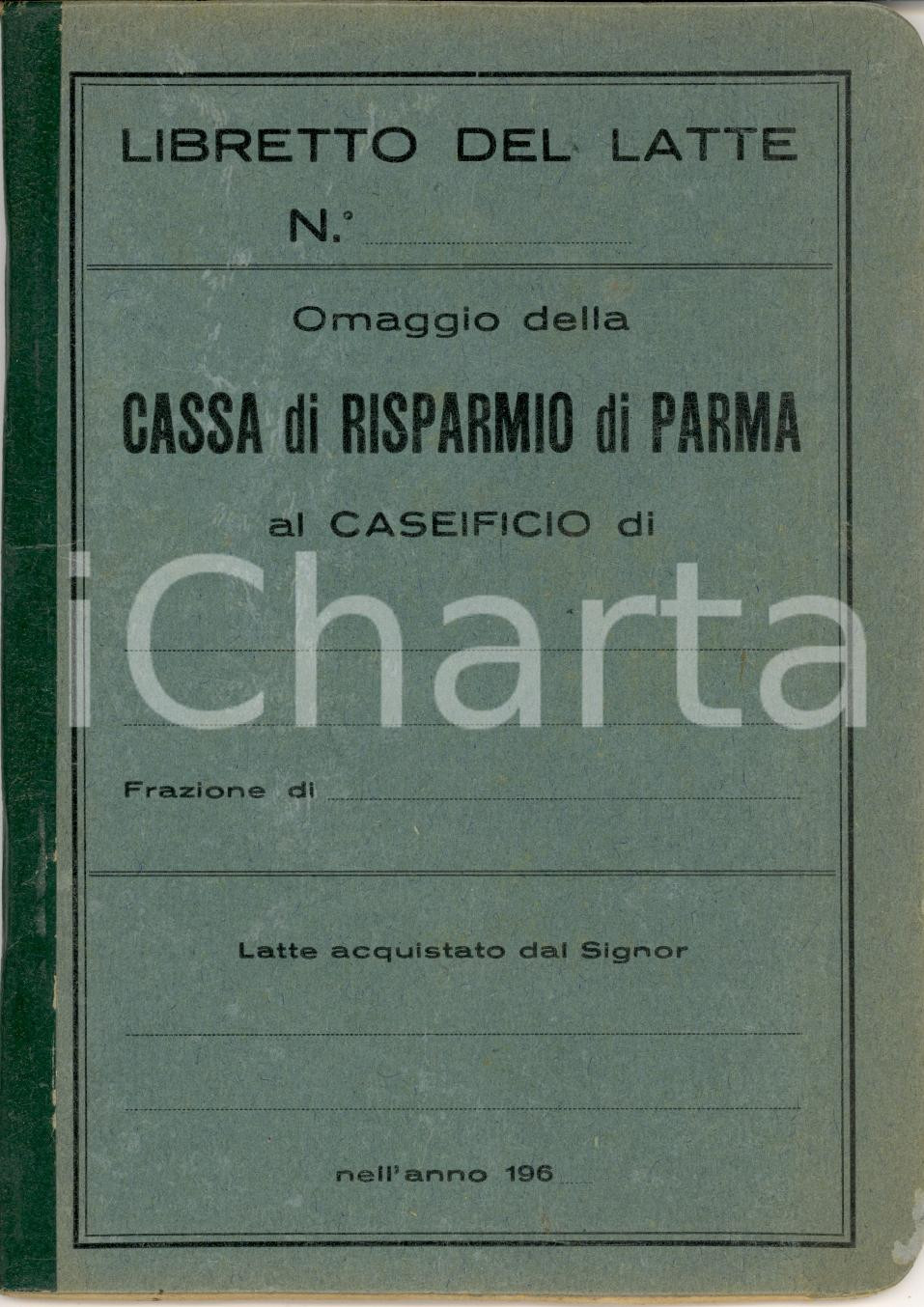 Oggetto da collezione cartaceo 1960 circa PARMA Cassa di Risparmio *Libretto del latte 1