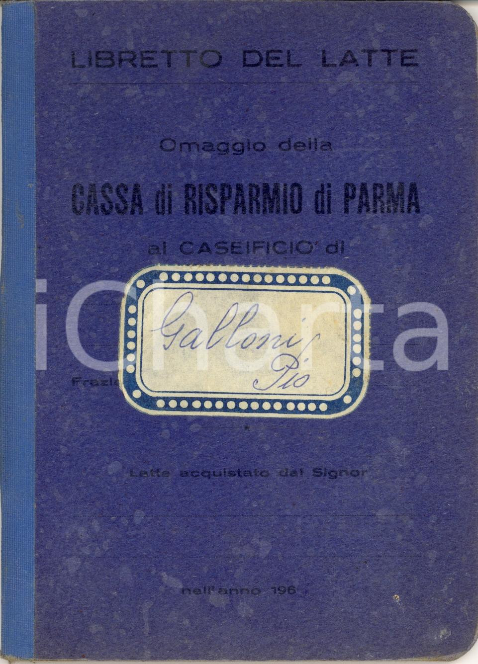 Oggetto da collezione cartaceo 1963 NEVIANO ARDUINI (PR) Caseificio Pio GALLONI URZANO 1