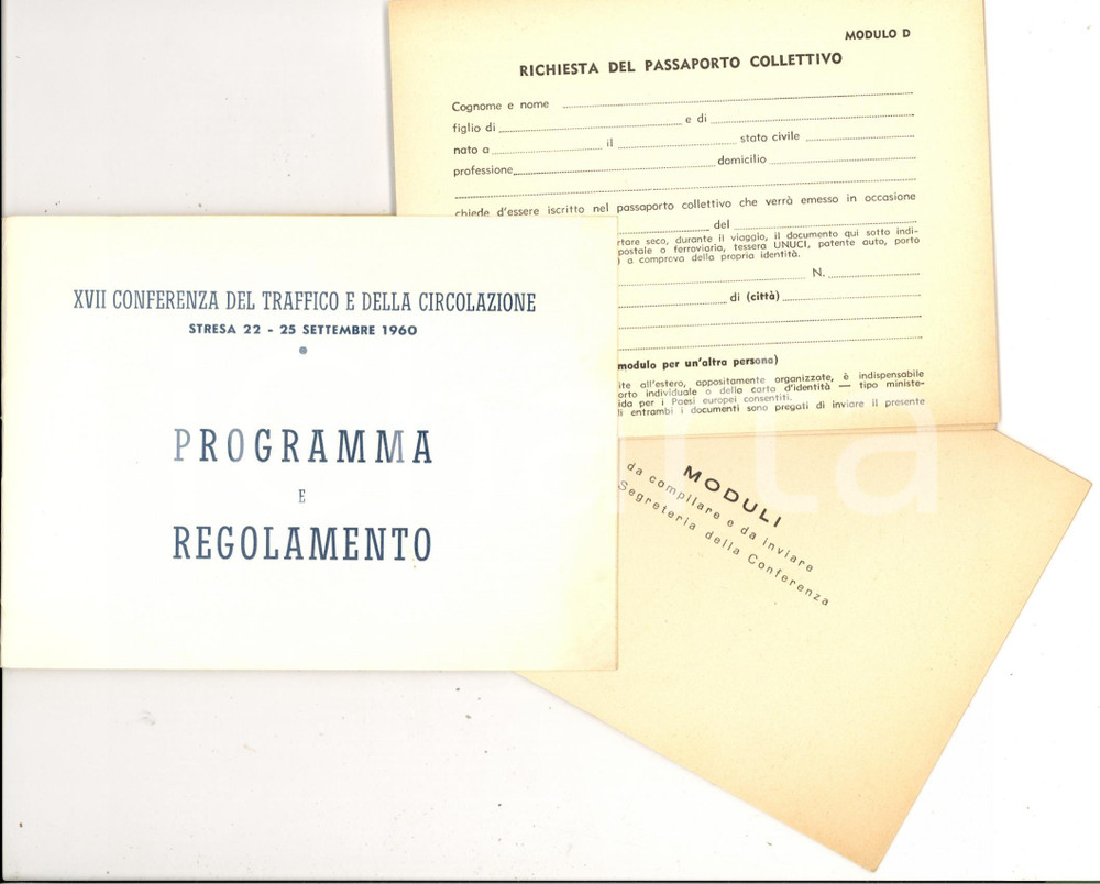 Oggetto da collezione cartaceo 1960 STRESA XVII Conferenza traffico e circolazione 1