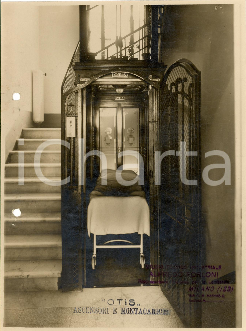 Fotografia d'epoca originale 1935 ROMA Clinica Luisa di Savoia *Ascensore OTIS Foto 1