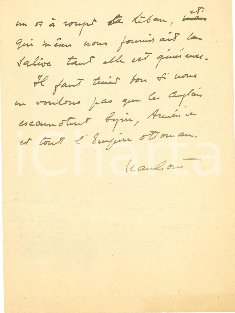 Autografo originale 1918 PARIS Il nuovo imperialismo inglese Jules CAMBON Autografo 1