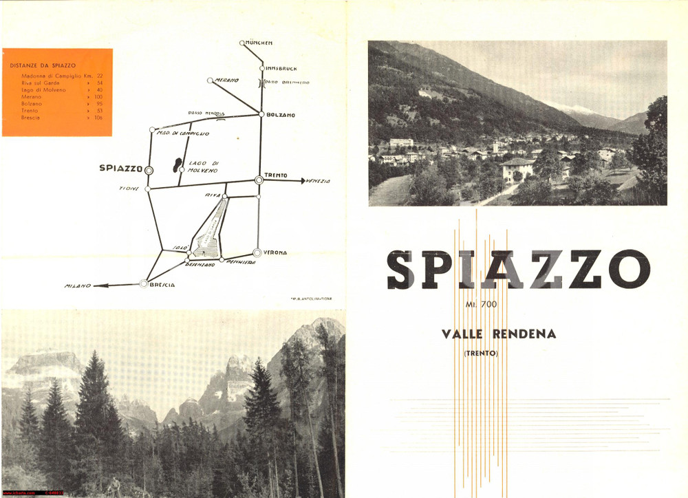 Materiale pubblicitario d’epoca 1960 SPIAZZO (TN) Valle Rendena Hotel Turismo 1