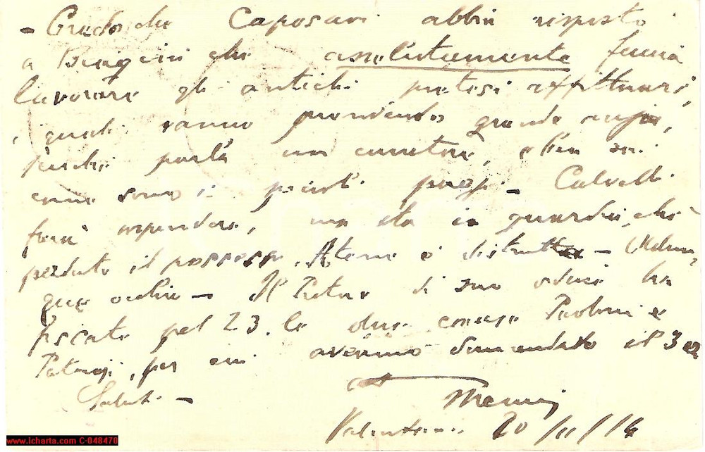 Cartolina originale da collezione 1914 VALENTANO (RM) Studio legale FRANCESCHI all'avv. CRUCIANI di Viterbo 1