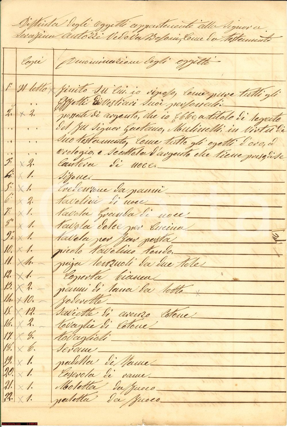 Documento originale, autentico 1868 PADOVA ? Eredità  Serafina ved. Giuseppe BOSONI 1