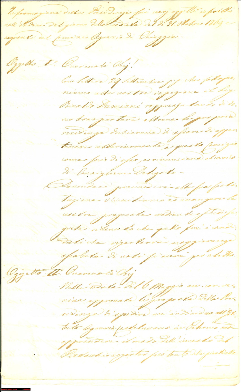Documento originale, autentico 1869 CHIOGGIA (VE) Assemblea dei soci Consorzio Agrario 1