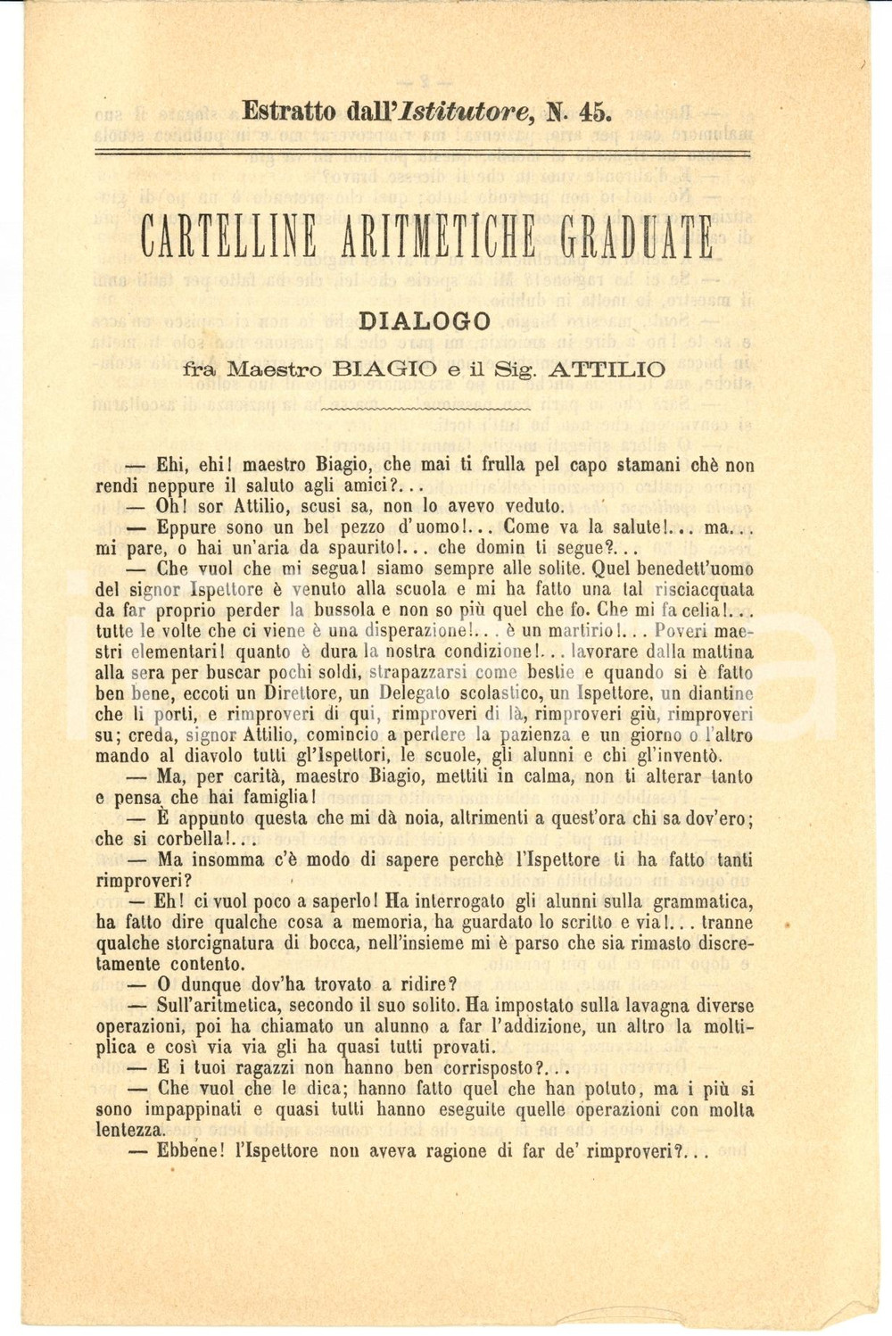 Materiale pubblicitario d’epoca 1878 Cartelline aritmetiche Alberto MARCHI PubblicitÃ 1
