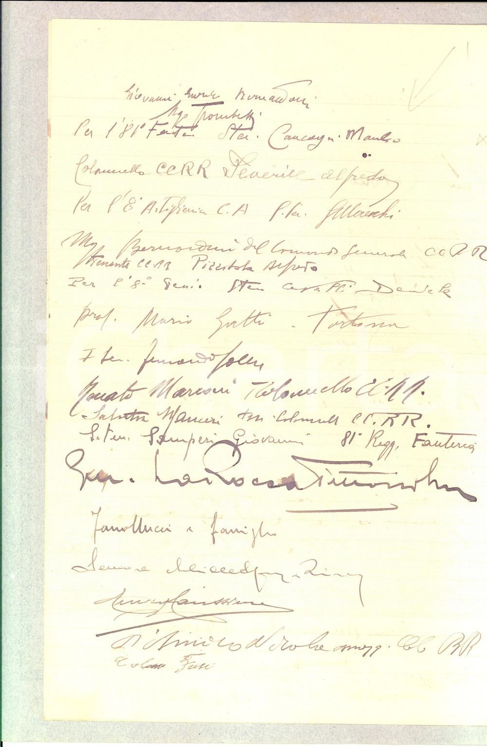 Documento originale, autentico 1930 ca ROMA Registro firme defunto col. MASSA *Autografo gen. FERRARI GENIO 1
