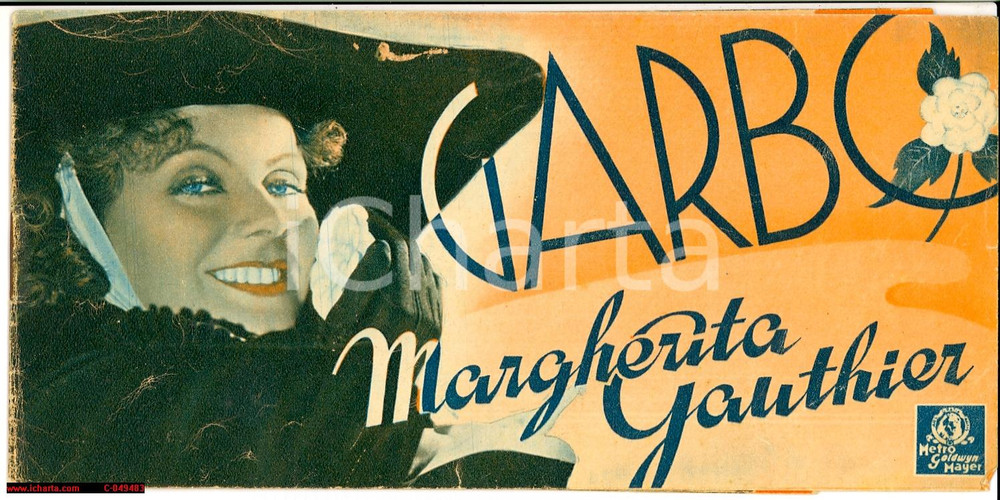 Materiale pubblicitario d’epoca 1937 Greta GARBO Margherita Gauthier Pieghevole cinema 1
