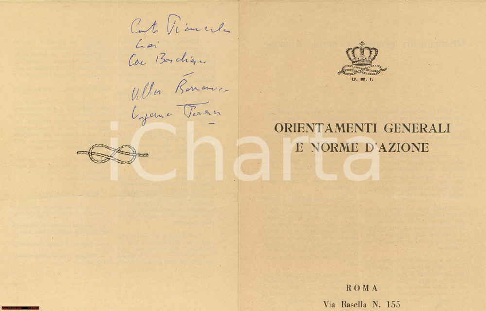 Materiale pubblicitario d’epoca 1960 ca. ROMA Norme d azione UNIONE MONARCHICA ITALIANA 1