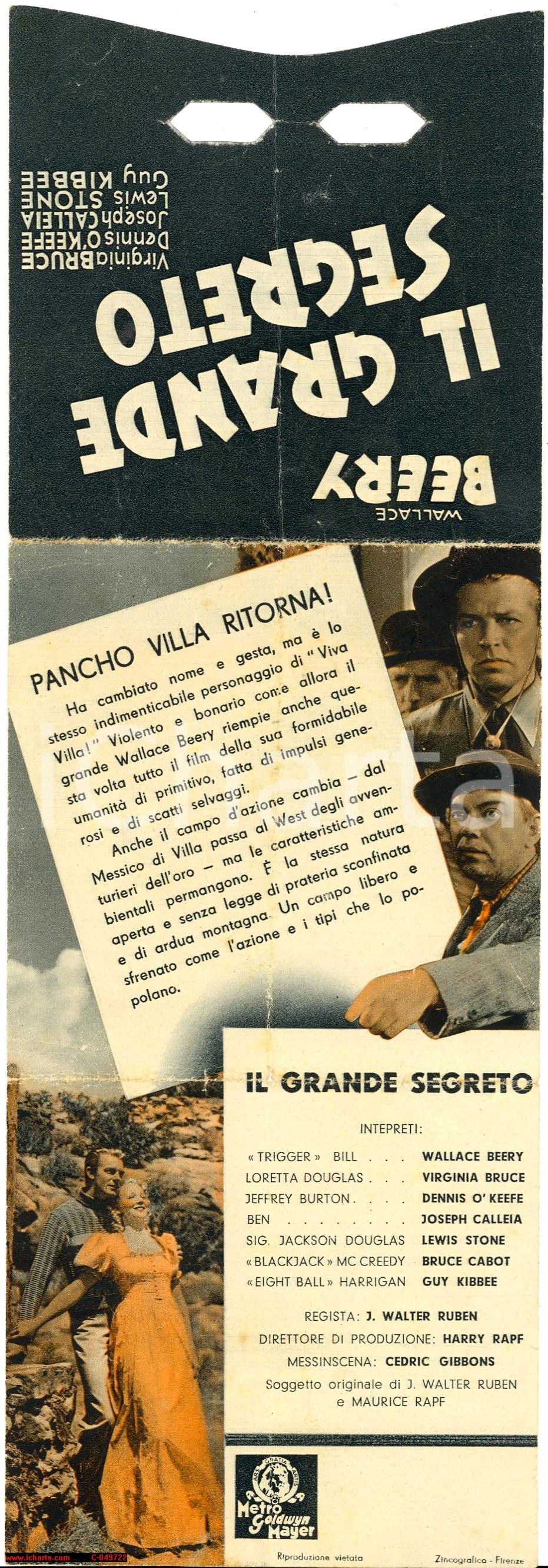 Oggetto da collezione cartaceo 1938 Wallace Berry IL GRANDE SEGRETO pieghevole 1