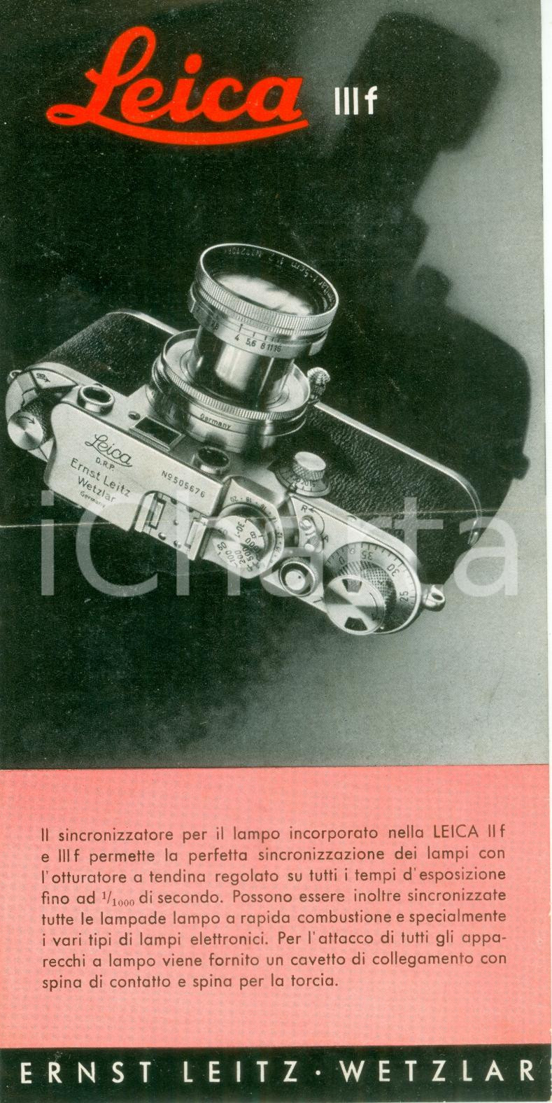 Materiale pubblicitario d’epoca 1951 WETZLER Ernst LEITZ Volantino LEICA III F Pubblicità  ILLUSTRATA 1