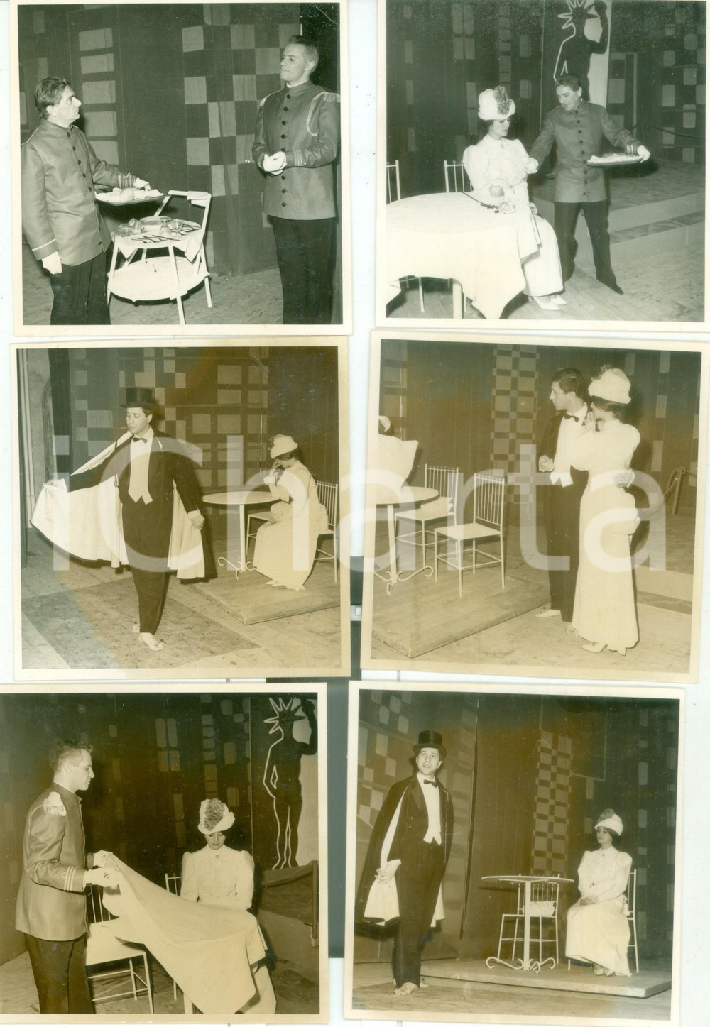Fotografia d'epoca originale 1965 PADOVA Teatro dell'UniversitÃ  Favolette di NEW YORK *Lotto 6 fotografie 1