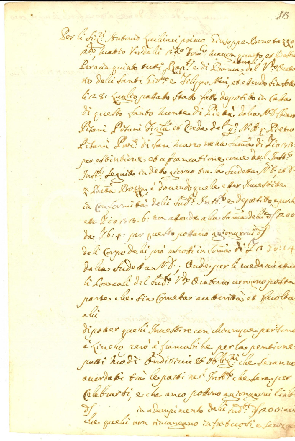 Documento originale, autentico 1750 ESTE (PD) Deposito del pio legato del nobile Pietro PISANI *Manoscritto 1