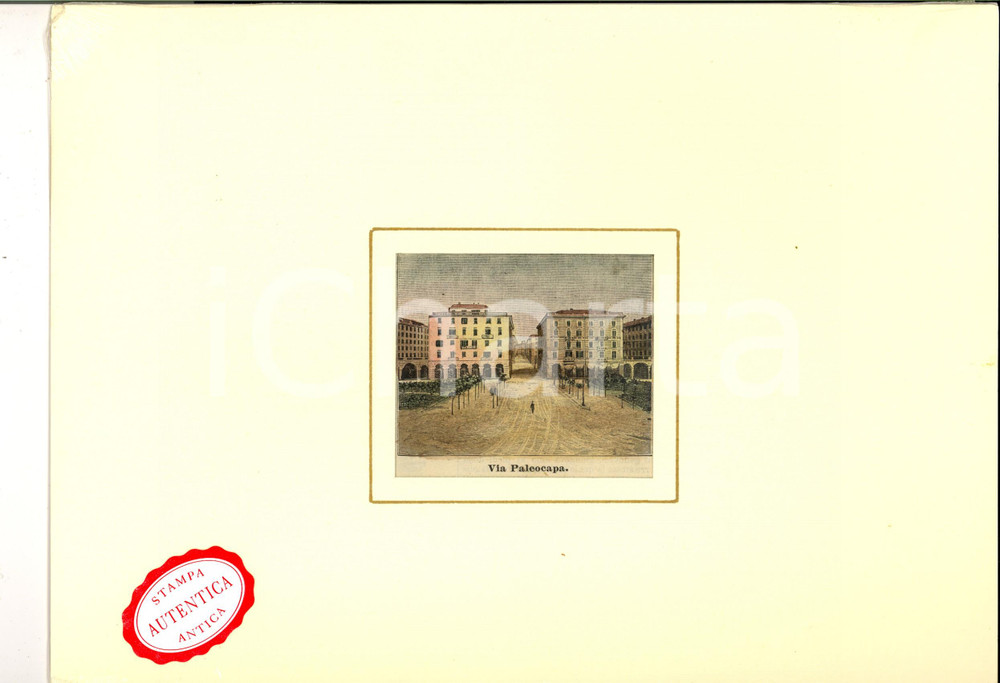 Stampa, bozzetto originale 1900 SAVONA Via PALEOCAPA Stampa antica LE CENTO CITTA  D ITALIA 30x21 cm 1