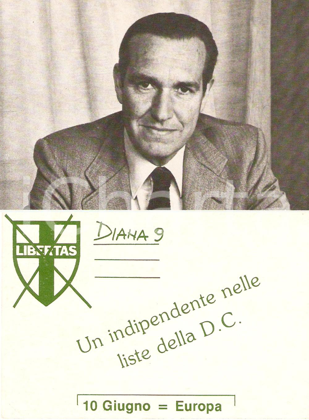 Oggetto da collezione cartaceo 1979 DEMOCRAZIA CRISTIANA Alfredo DIANA al Parlamento Europeo *Biglietto 11x7 cm 1