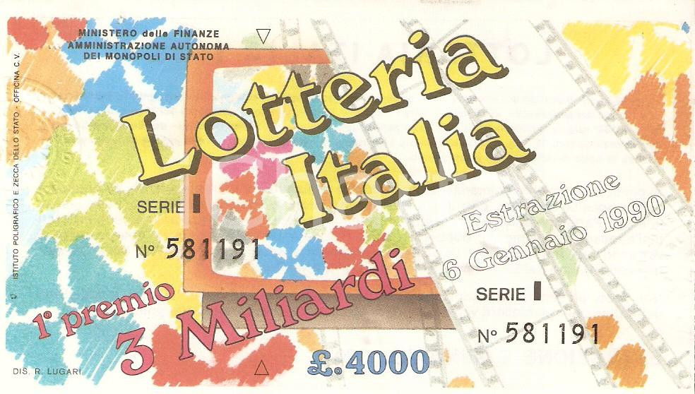 Oggetto da collezione cartaceo 1989 LOTTERIA ITALIA Biglietto Serie I 12 x 7 cm 1