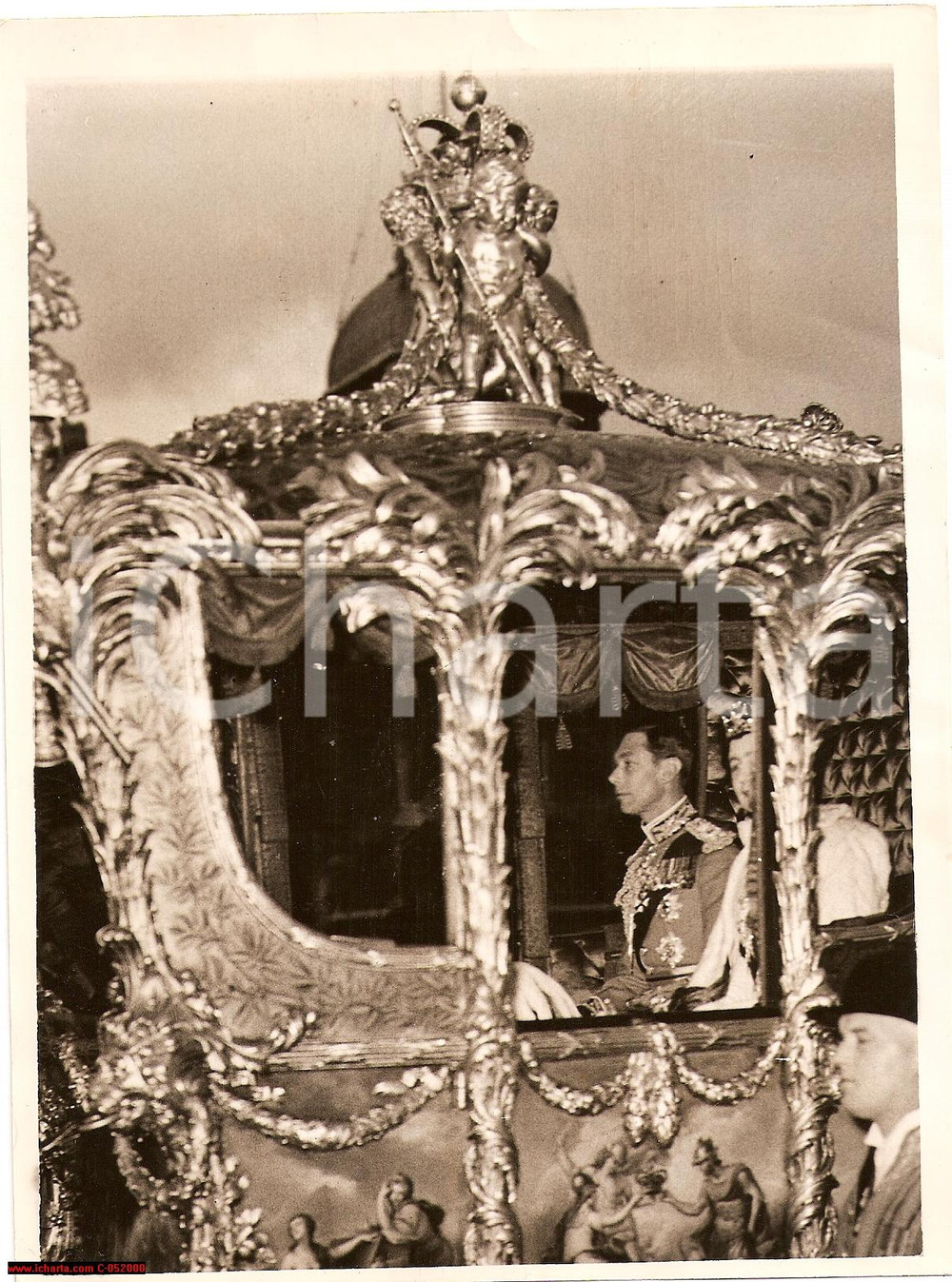 Fotografia d'epoca originale 1937 LONDON King GEORGE VI drives to open Parliament 1
