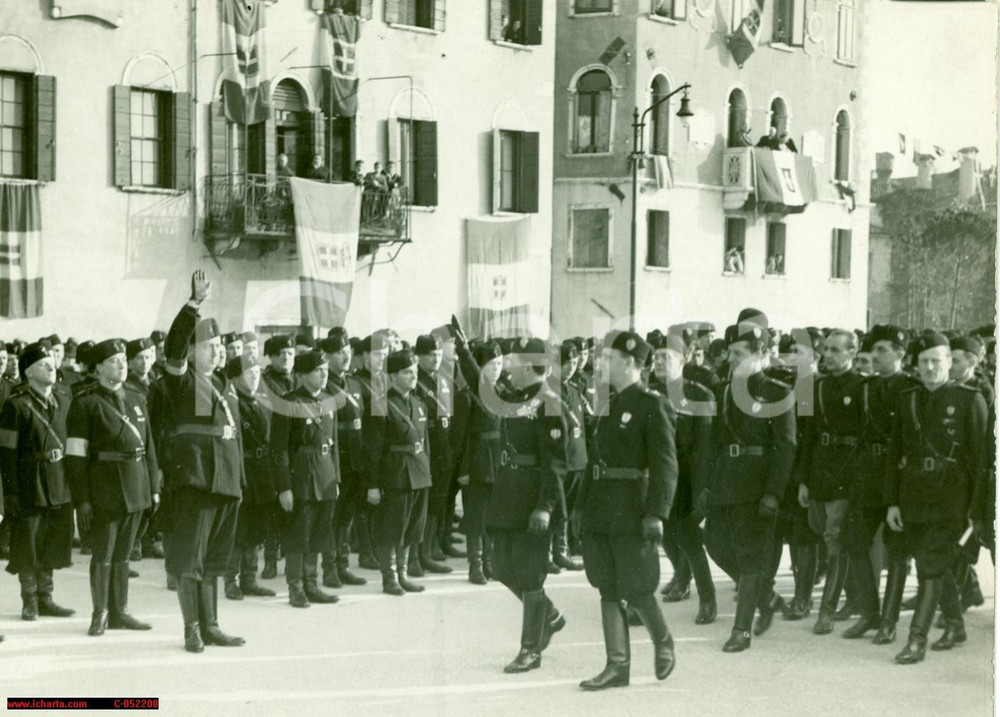 Fotografia d epoca originale 1937 VENEZIA Achille STARACE passa in rivista gerarchi FOTOGRAFIA 1
