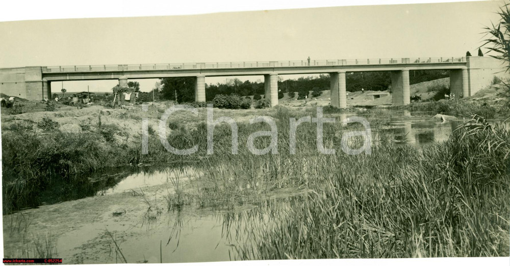 Fotografia d'epoca originale 1932 LENTINI (SR) Ponte sul fiume SAN LEONARDO bonifica 1