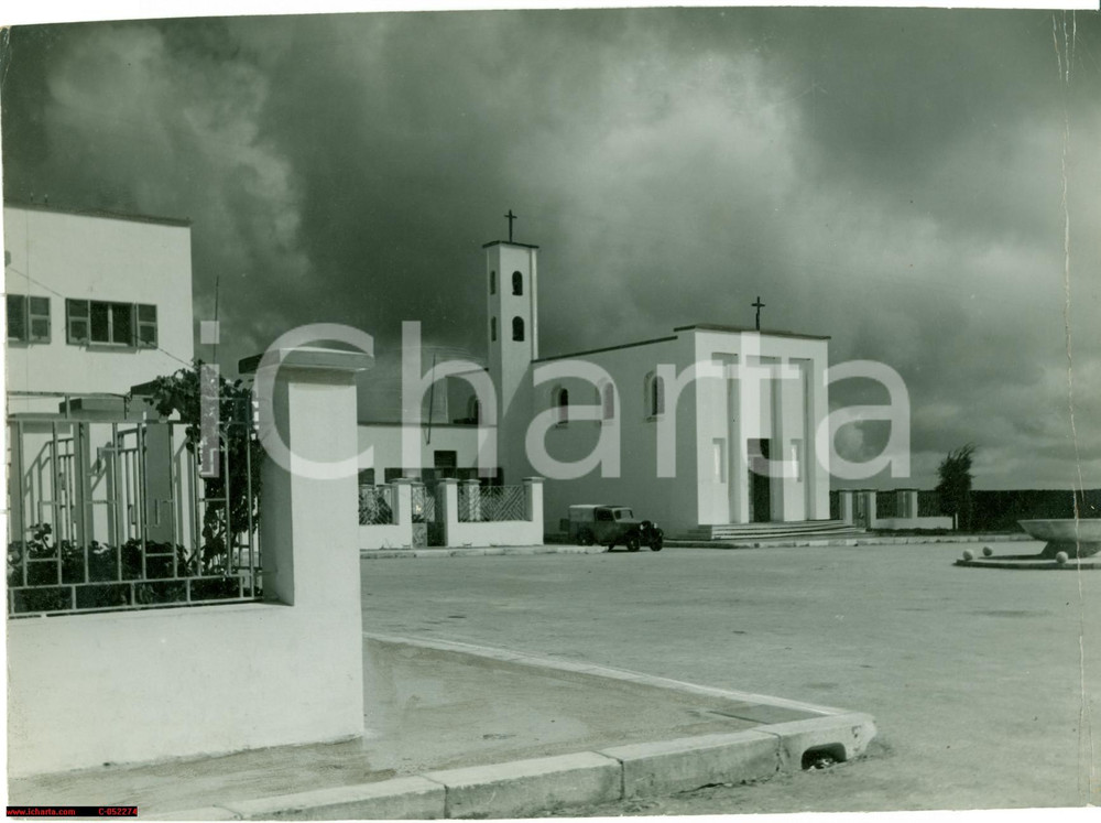 Fotografia d'epoca originale 1930 circa BENGASI (LIBIA) Chiesa di LUIGI DI SAVOIA 1