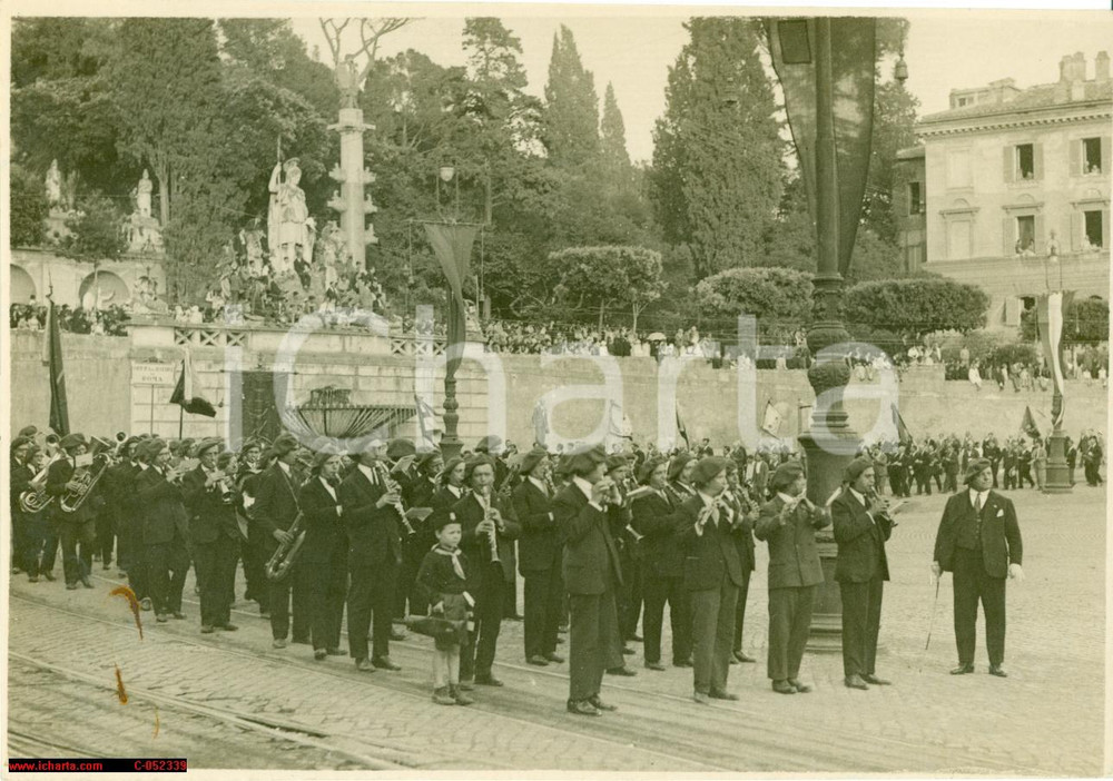Fotografia d'epoca originale 1930 circa ROMA Banda musicale della Guardia PALATINA 1