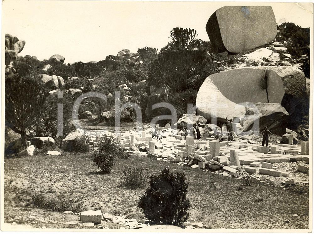 Fotografia d'epoca originale 1940 circa TIGRAI (ETIOPIA) Operai nelle cave di pietra 1