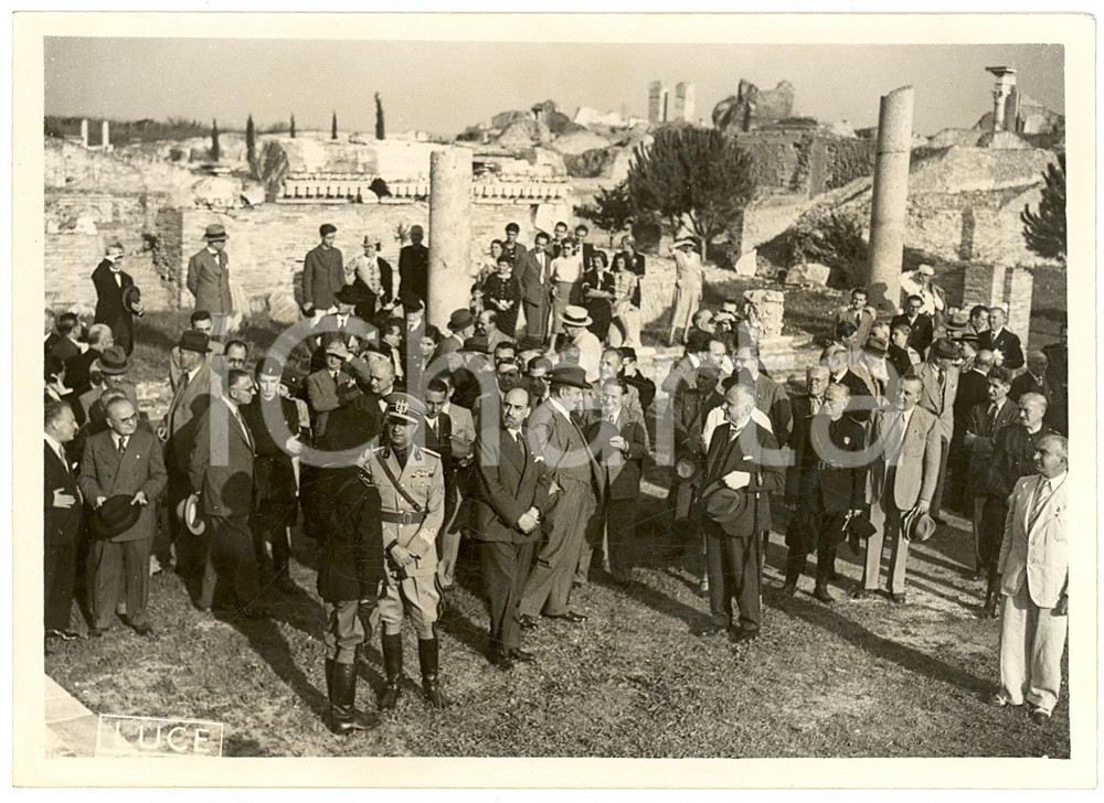 Fotografia d'epoca originale 1938 OSTIA ANTICA (RM) Giuseppe BOTTAI visita scavi archeologici *Fotografia 1