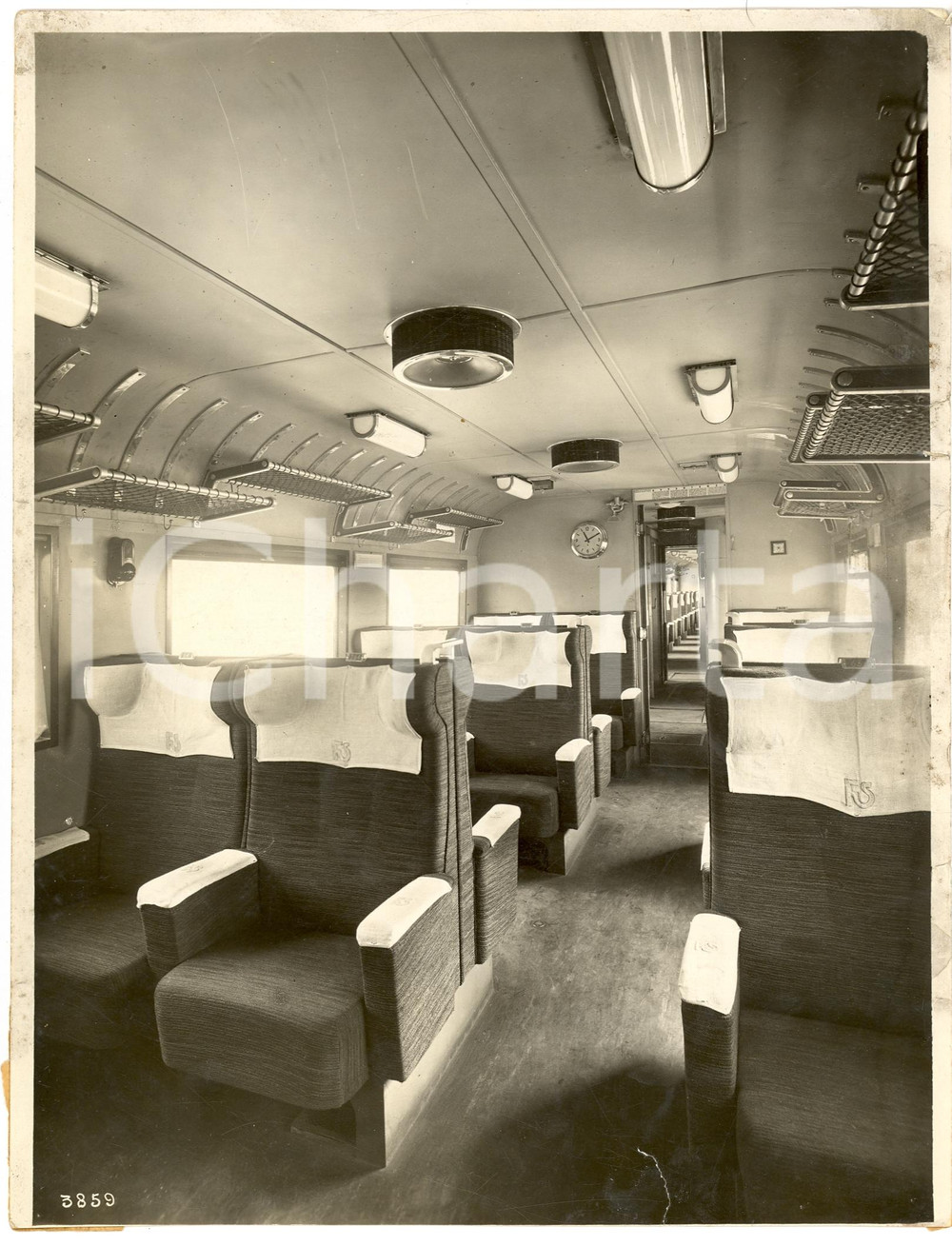 Fotografia d'epoca originale 1938 MILANO ? Interno di una carrozza dell'elettrotreno ETR BREDA *Fotografia 1