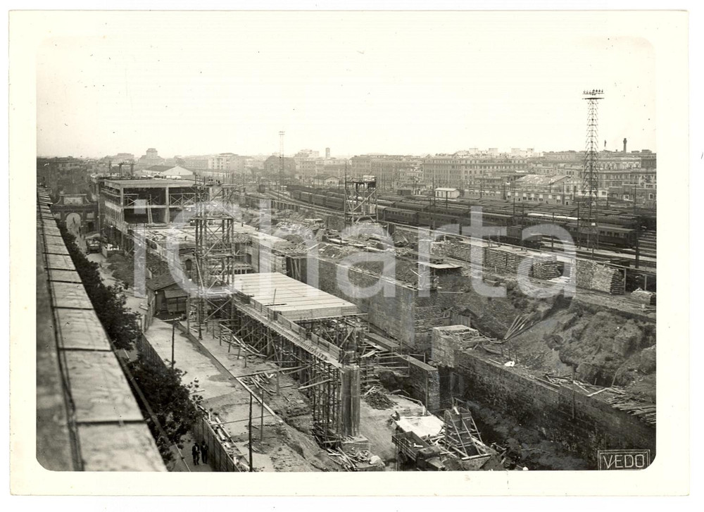 Fotografia d'epoca originale 1939 ROMA Cantiere di costruzione della Stazione TERMINI *Fotografia 1