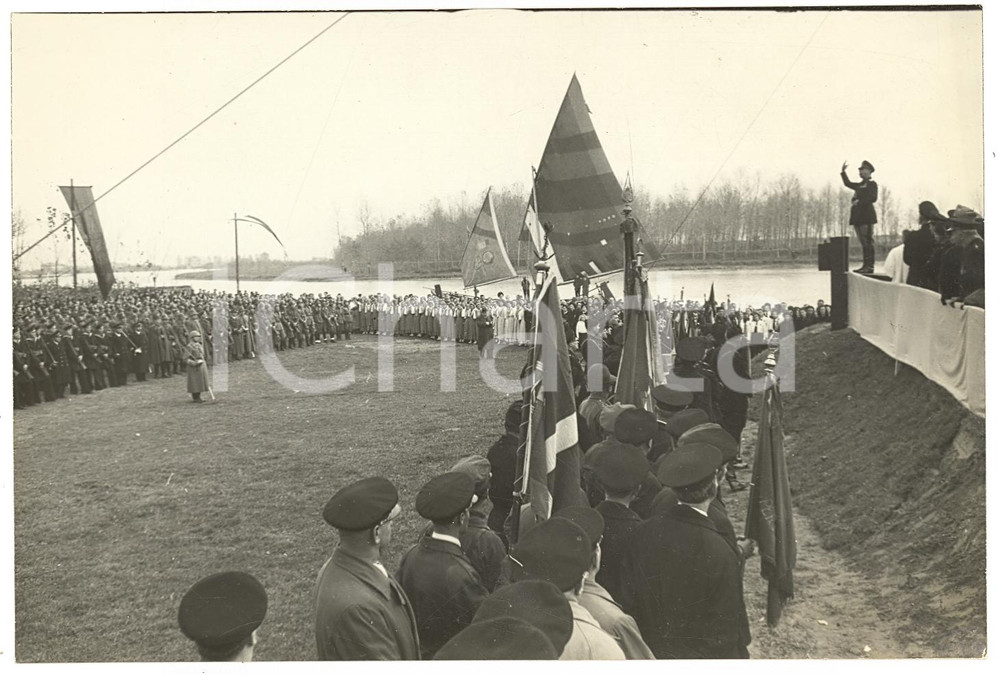 Fotografia d'epoca originale 1939 JESOLO (VE) Manifestazione per Costanzo CIANO a CORTELLAZZO *Fotografia 1