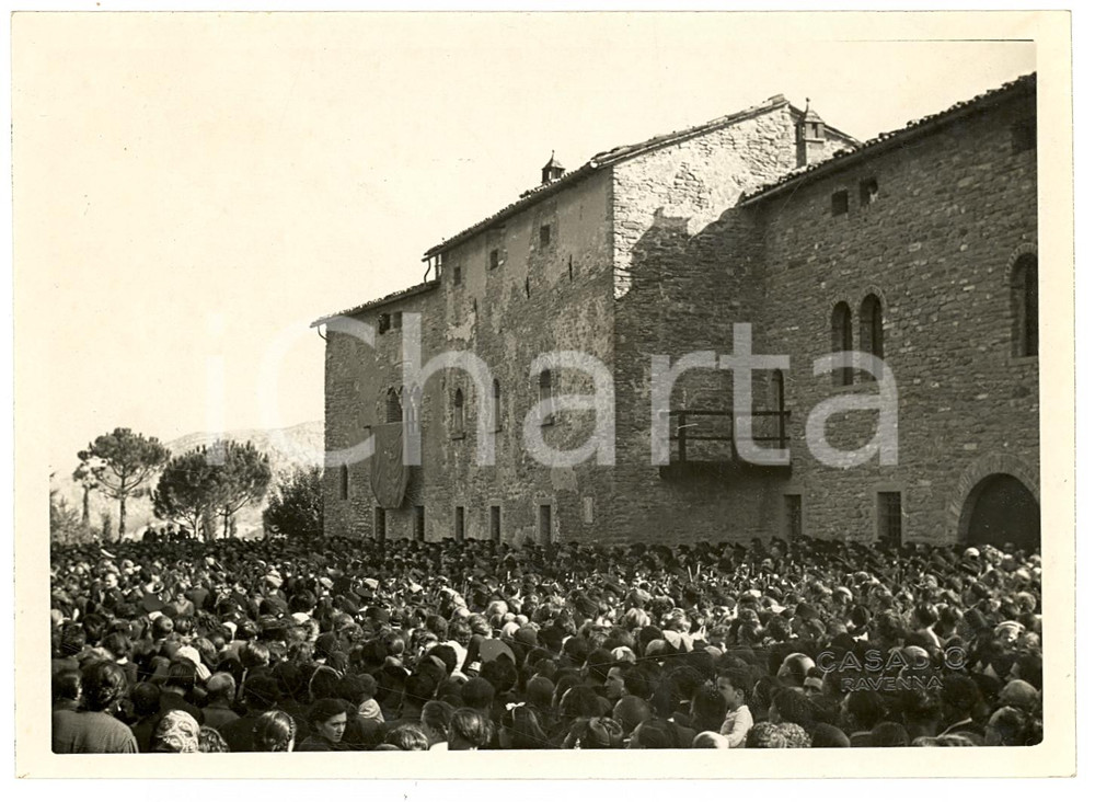 Fotografia d'epoca originale 1938 CASOLA VALSENIO Folla ascolta discorso COSELSCHI 1