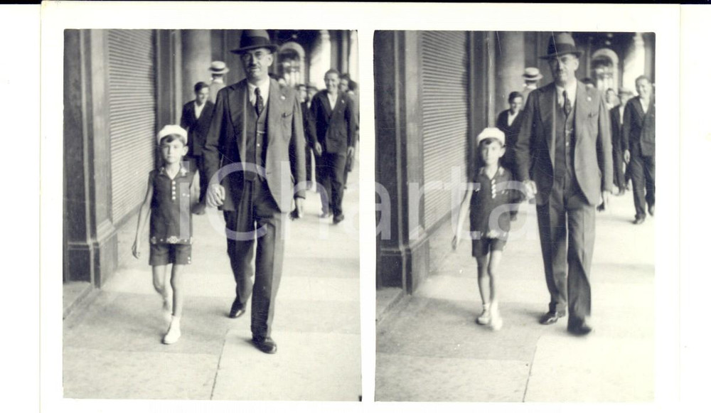 Fotografia d epoca originale 1934 MILANO PORTICI DUOMO Ritratto di padre con il figlio Foto DURONI 15x9 cm 1