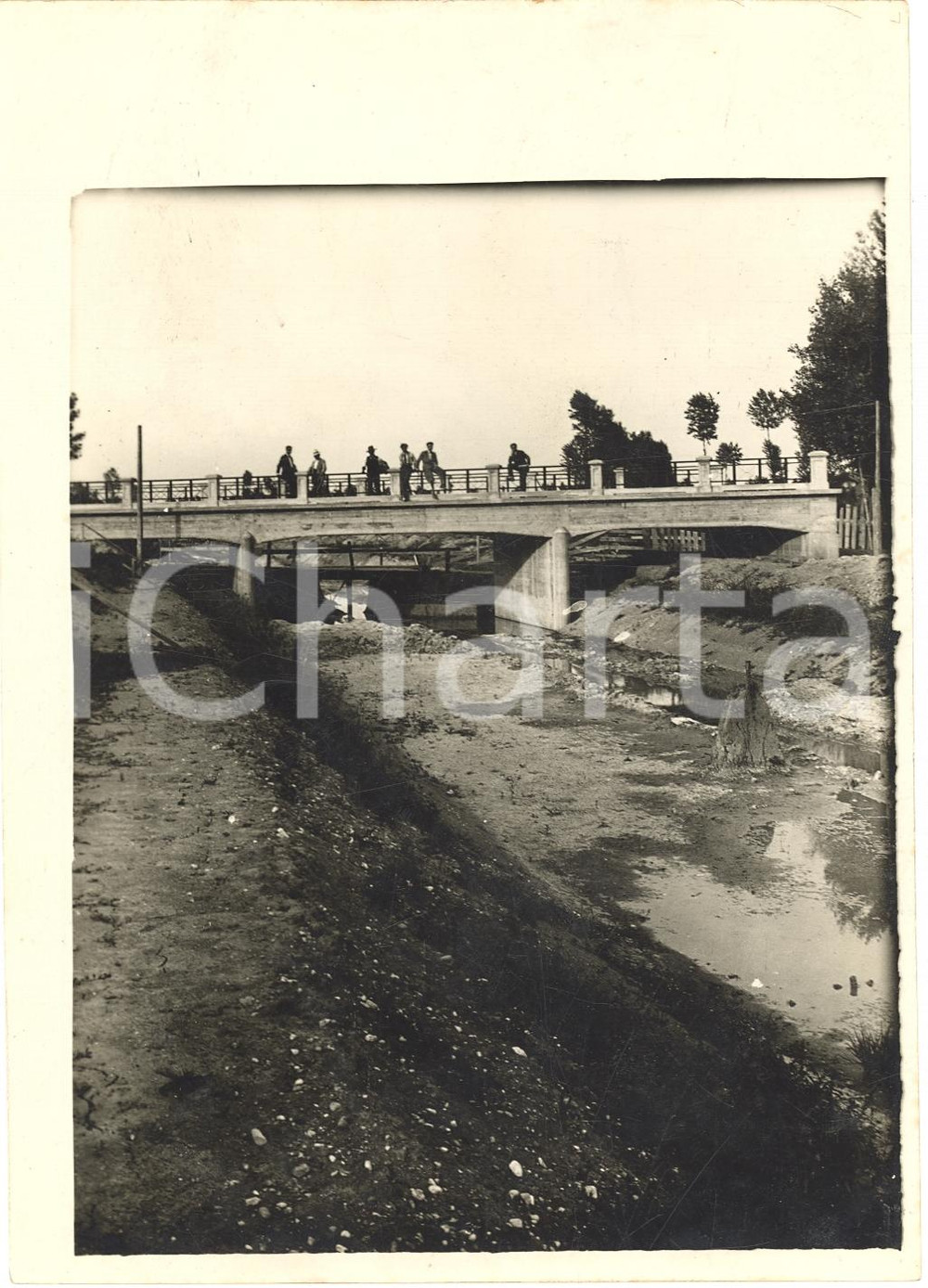 Fotografia d'epoca originale 1933 CONSORZIO BONIFICA NAVAROLO Ponte sul canale 1