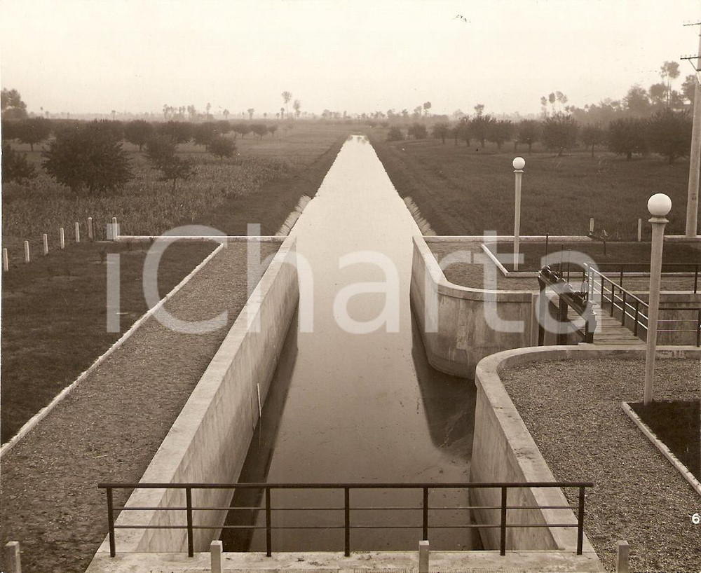 Fotografia d'epoca originale 1940 MONZA Veduta di canale di irrigazione REAL PHOTO 1